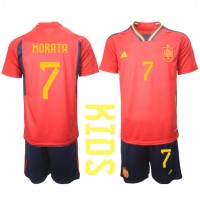 Dres Španjolska Alvaro Morata #7 Domaci za djecu SP 2022 Kratak Rukav (+ kratke hlače)